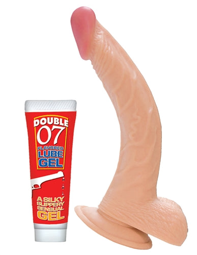 "All American Whoppers 8-Inch Curved Dong With Balls and Lube - Flesh NW2455"