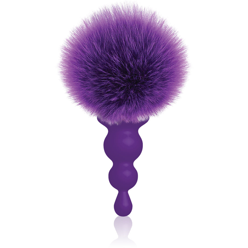 "The 9's Cottontails Silicone Bunny Tail Butt Plug - Beaded Purple IC2689"