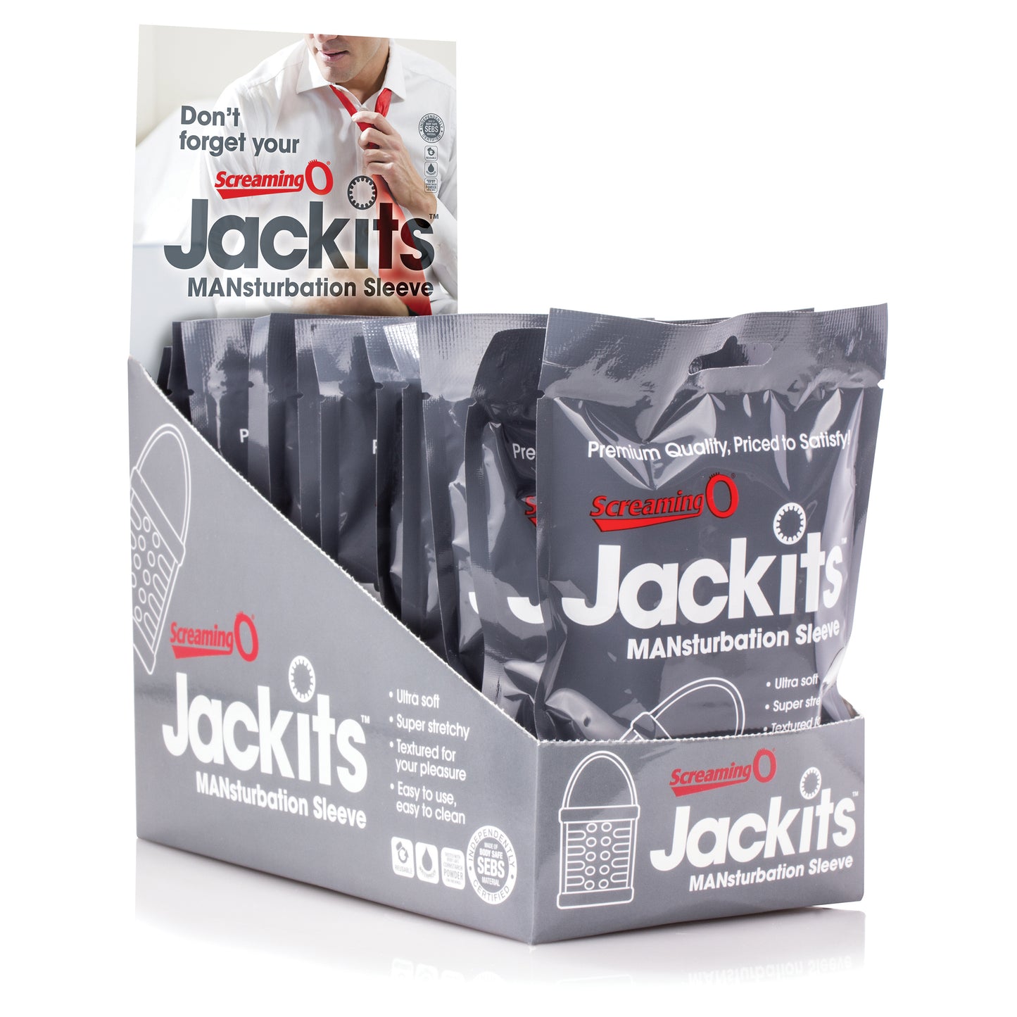 "Jackits Mansturbation Sleeve - 12 Count Pop Box Display - Clear JAK-C-110D"