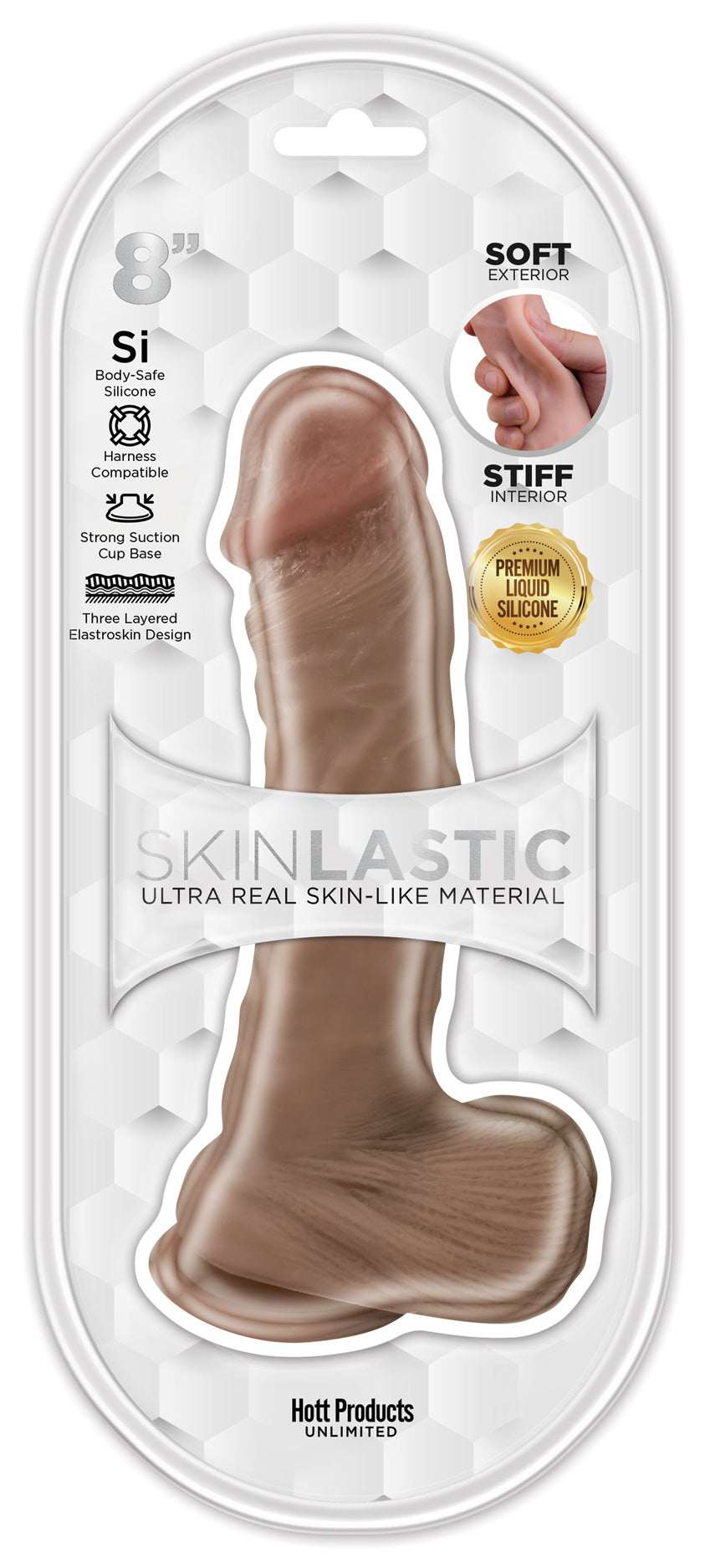 "Skinsations - Skinlastic - Sliding Skin Dildo - 8-Inch With Suction Base HP3369"