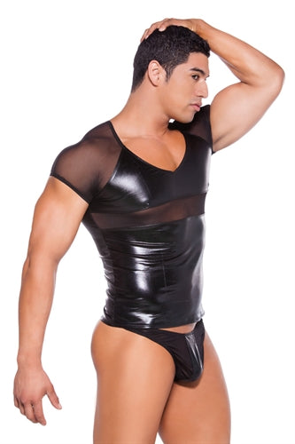 "Wet Look T-Shirt - One Size - Black ALR-26-5602Z"