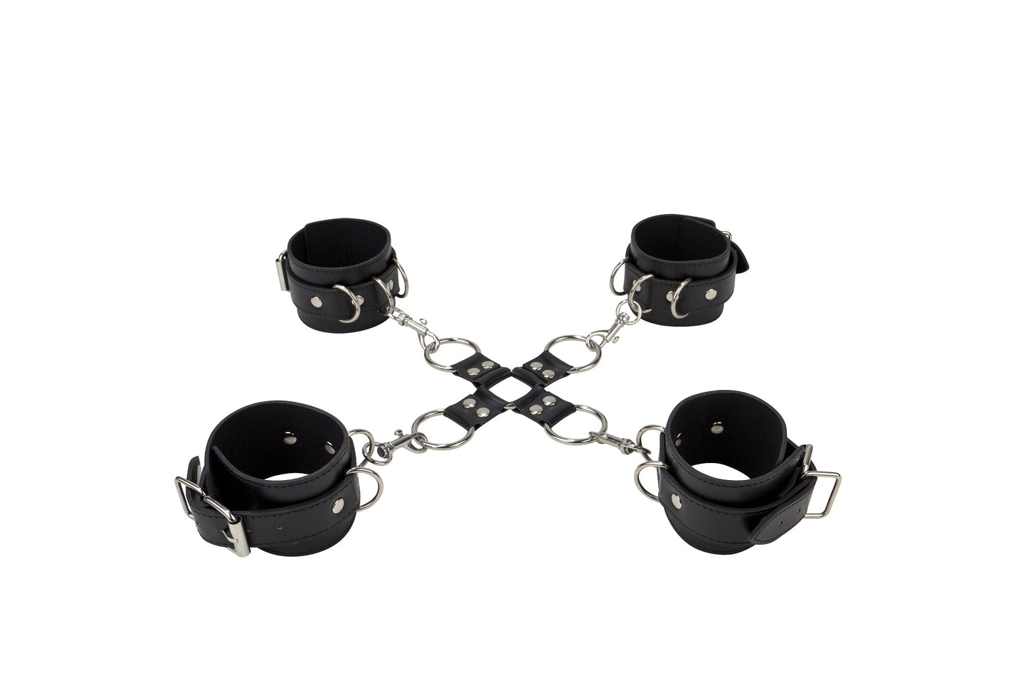 "Leather Hand and Legcuffs - Black OU-OU050BLK"