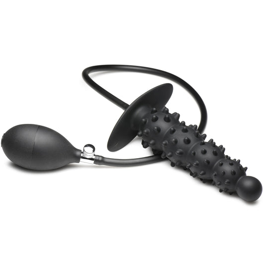 Ass Puffer Nubbed Inflatable Silicone Anal Plug -  Black MS-AH219