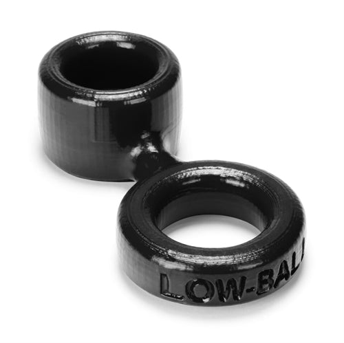 "Low Ball Cock Ring With Attached Ball Stretcher - Black OX-1077-BLK"