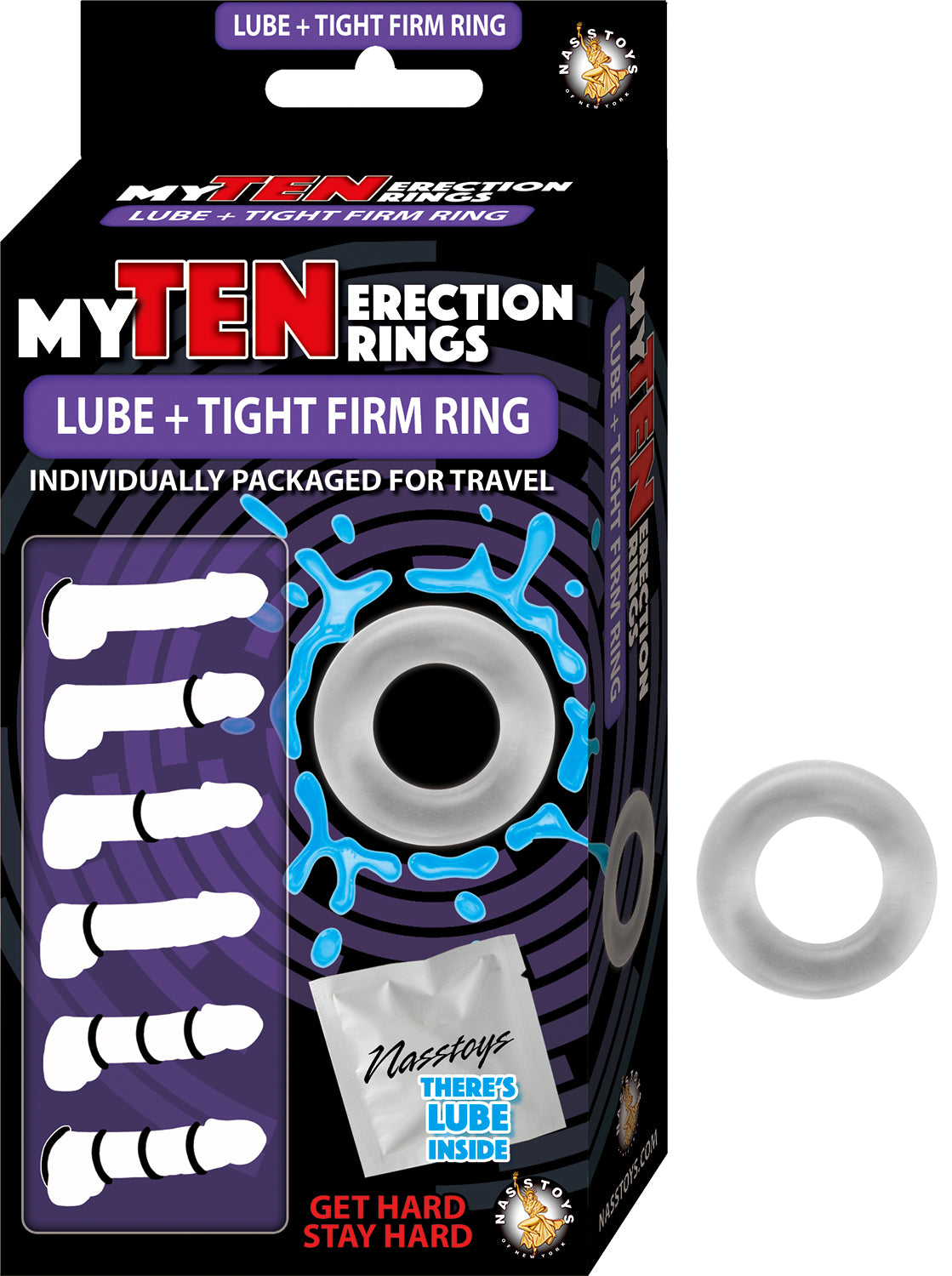 "My Ten Erection Rings Lube + Tight Firm Ring - Clear NW2695"