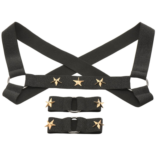 Star Boy Male Chest Harness With Arm Bands -  Small/medium - Black MS-AH332-SM