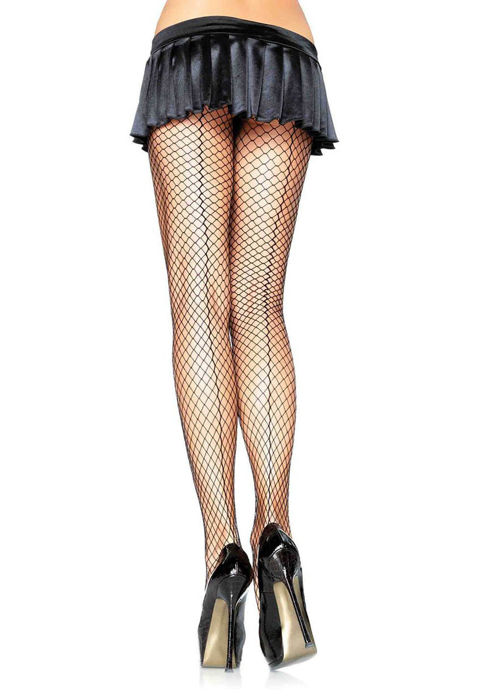 "Spandex Industrial Net Backseam Pantyhose - One Size - Black LA-9076"