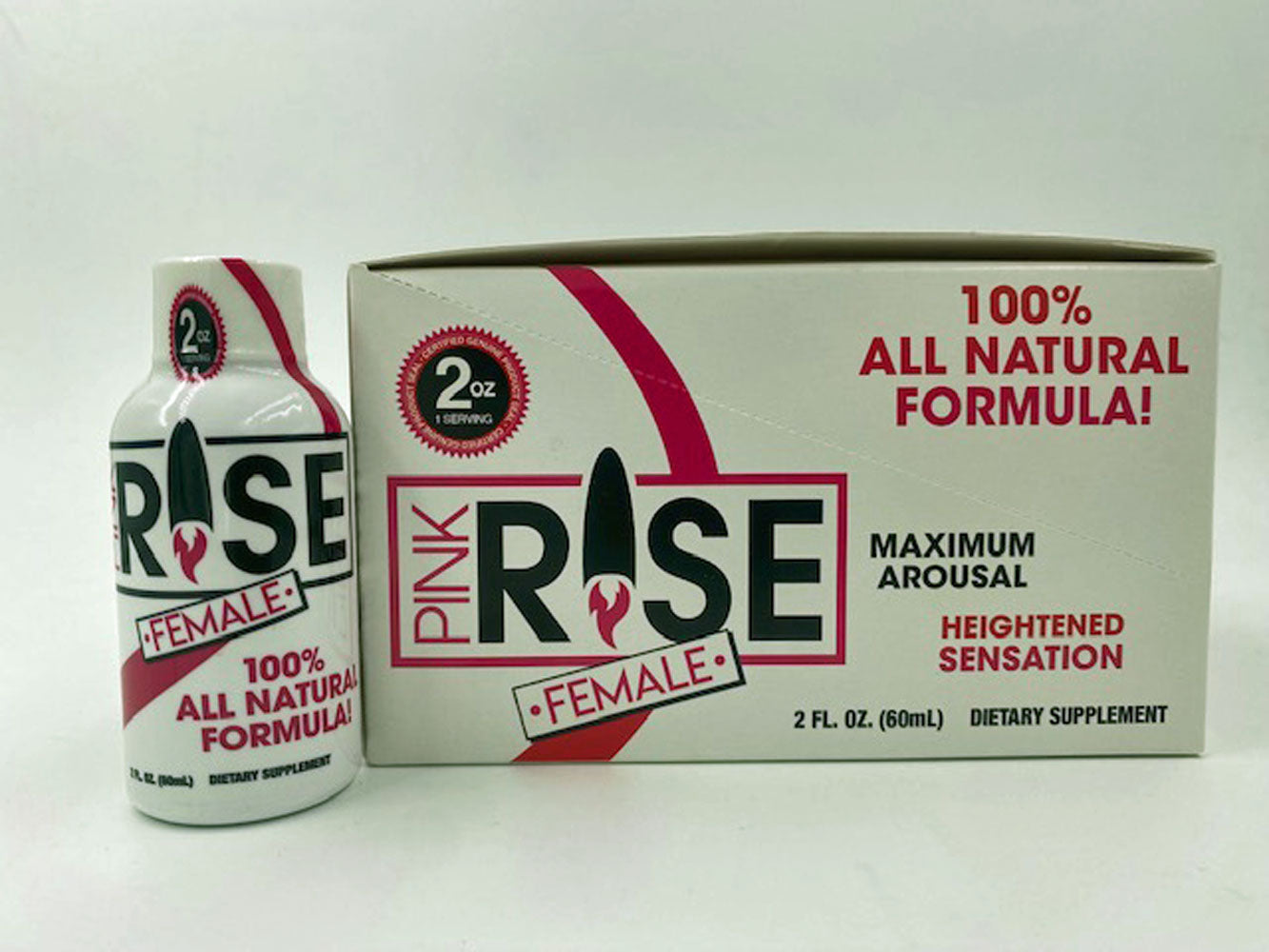 "Pink Rise Shot- 12 Liquid Bottle Female Sexual Enhancement Display - 2 Fl. Oz. CG-PRLIQ"