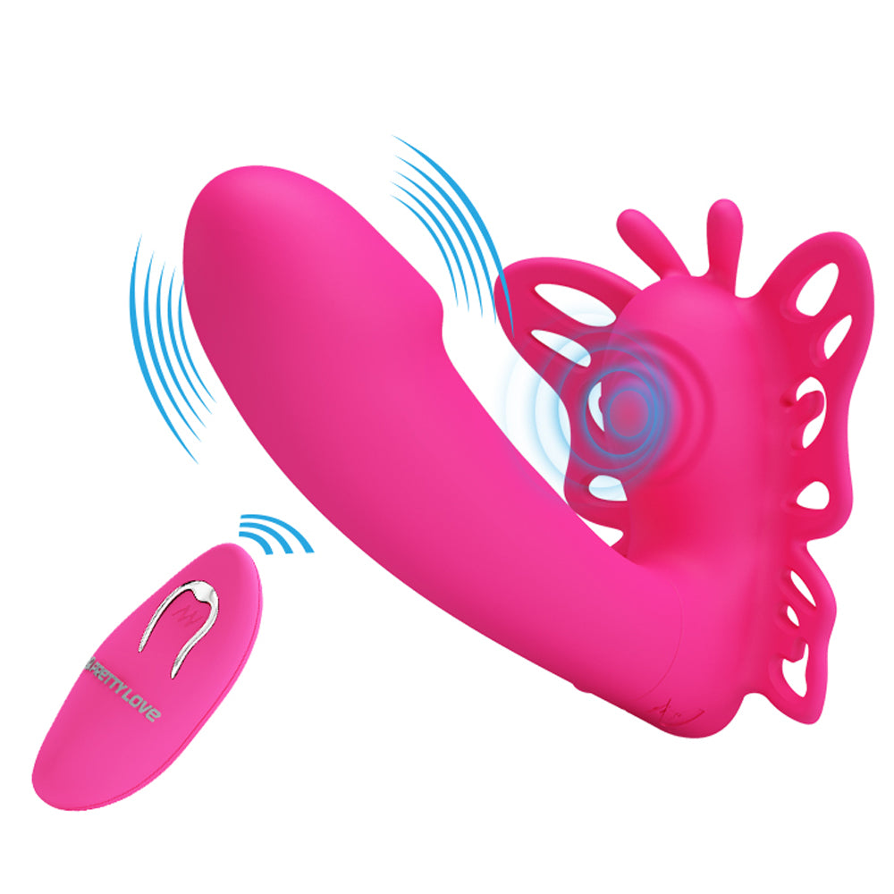 "Pretty Love Katherine Wearable Butterfly Vibrator - Fuchsia BI-014849W-1"