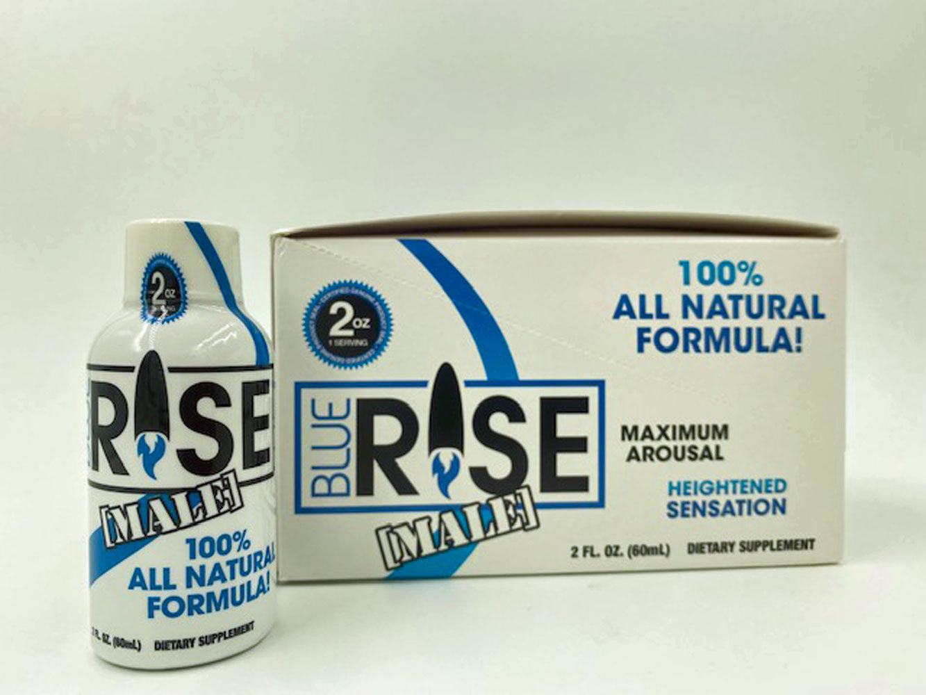 "Blue Rise Shot - 12 Liquid Bottle Male Sexual Enhancement Display - 2 Fl. Oz. CG-BRLIQ"