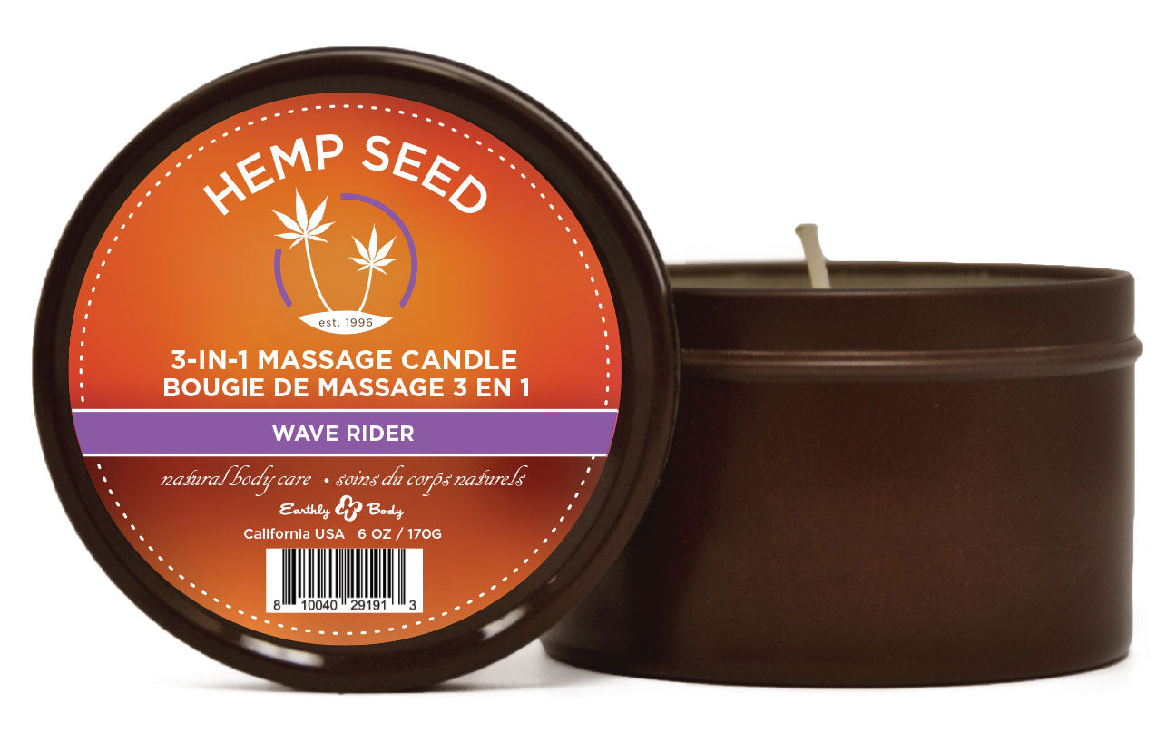 "3 in 1 Massage Candle - Wave Rider - 6 Oz - Hemp Seed EB-HSCS021A"