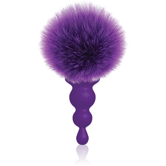 "The 9's Cottontails Silicone Bunny Tail Butt Plug  - Beaded Purple IC2689"