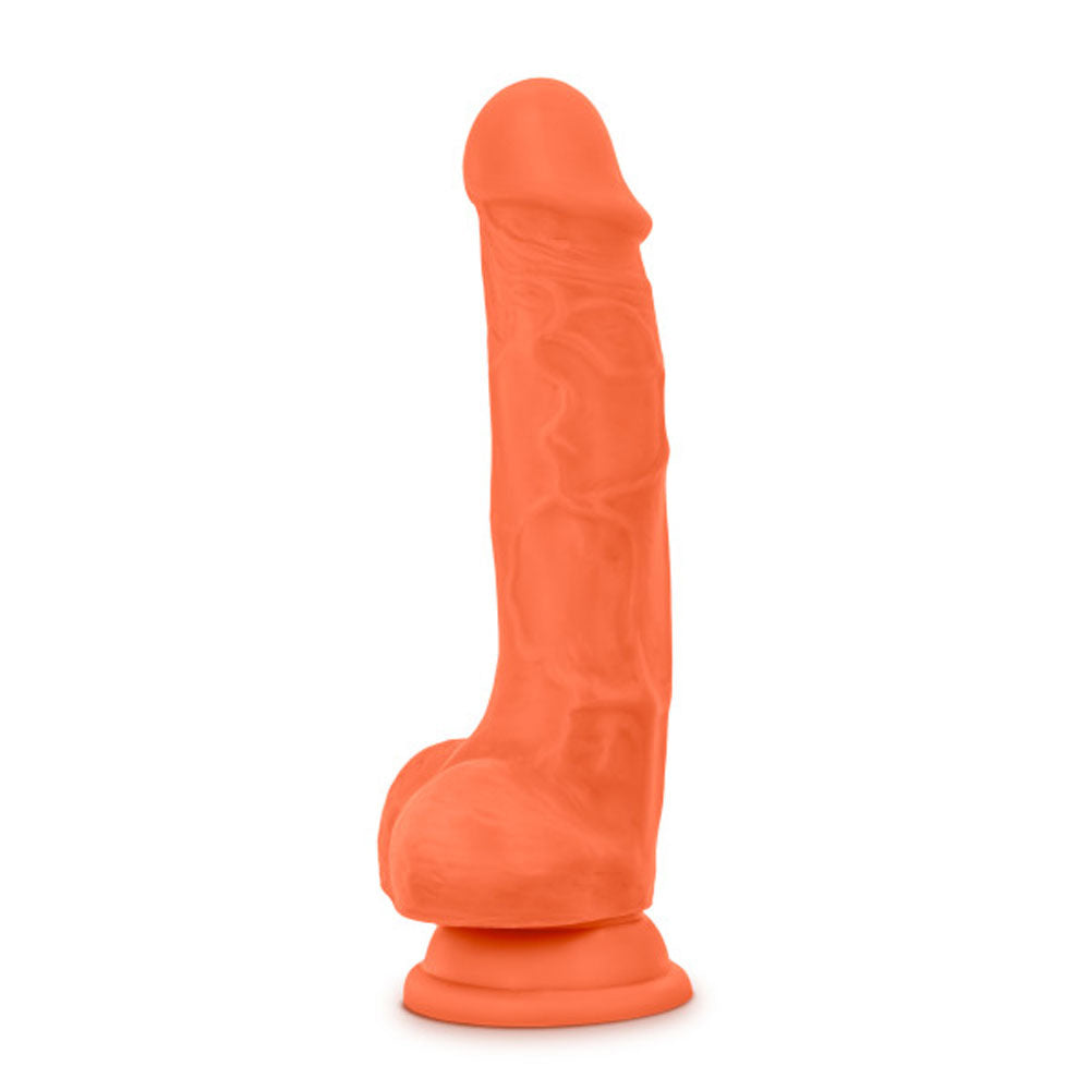 "Neo Elite - 7.5 Inch Silicone Dual Density Cock  With Balls - Neon Orange BL-82119"