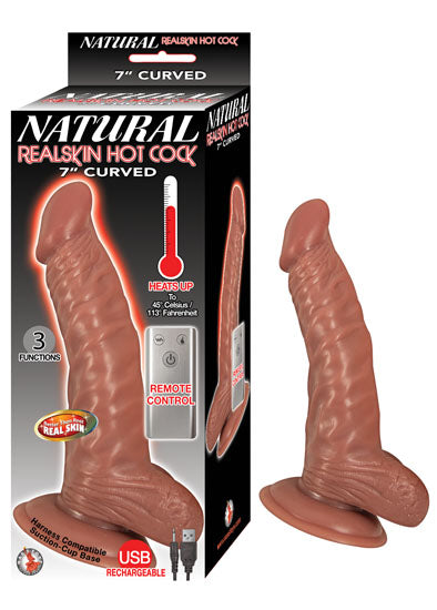 Natural Realskin Hot Cock Curved 7 Inch - Brown NW2891-2