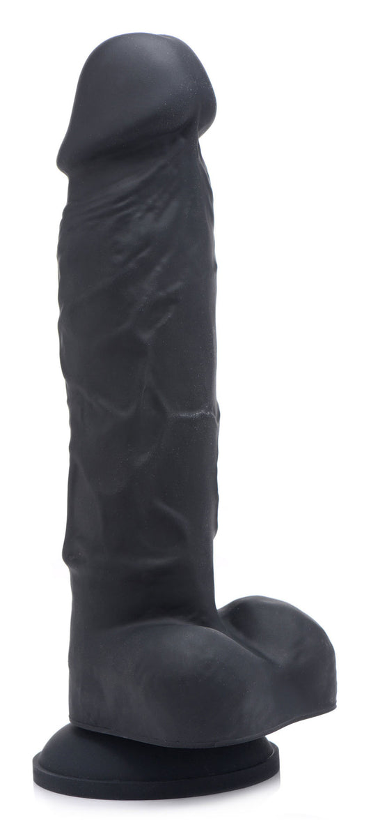 "Power Pecker 7 Inch Silicone Dildo With Balls - Black SU-AG371BLK"