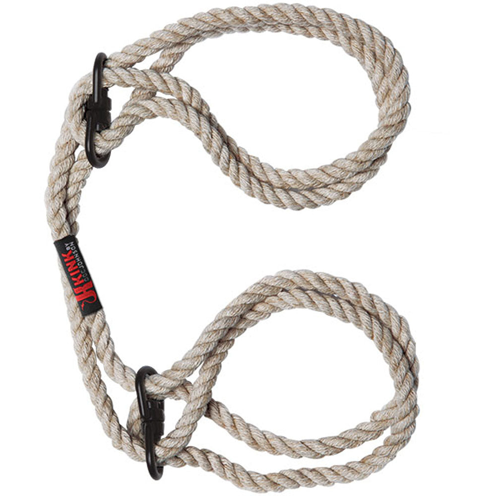 "Kink - Hogtied - Bind & Tie - 6mm Hemp Wrist or  Ankle Cuffs - Natural DJ2404-60-CD"