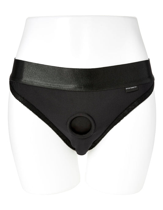 "Em. Ex. Active Harness Wear Crotchless Silhouette - Black - Medium SS661-03"