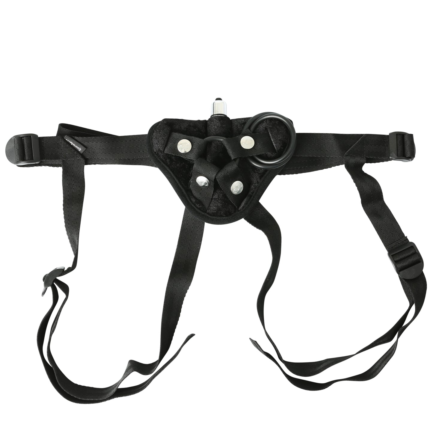 "Vibrating Black Velvet Strap On SS690-01"