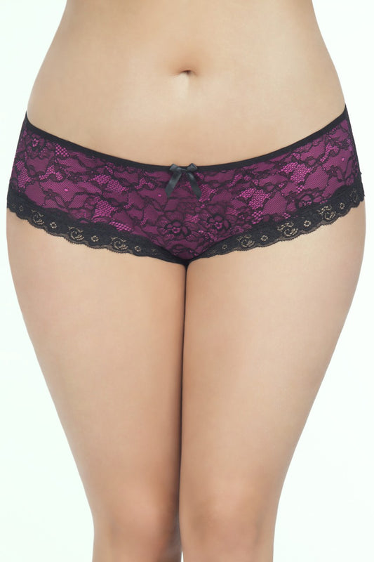 "Cage Back Lace Panty - 1x2x - Black/pink OH-2028X-BKPK1X2X"