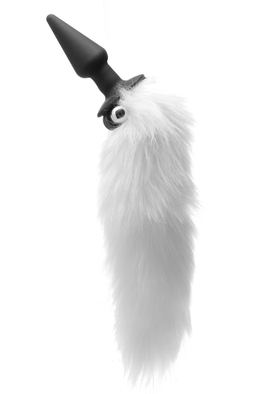 "White Fox Tail Vibrating Anal Plug FR-AE179"
