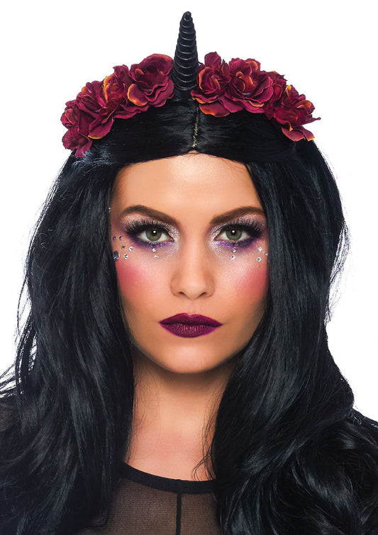 "Dark Velvet Unicorn Flower Headband LA-A2847"