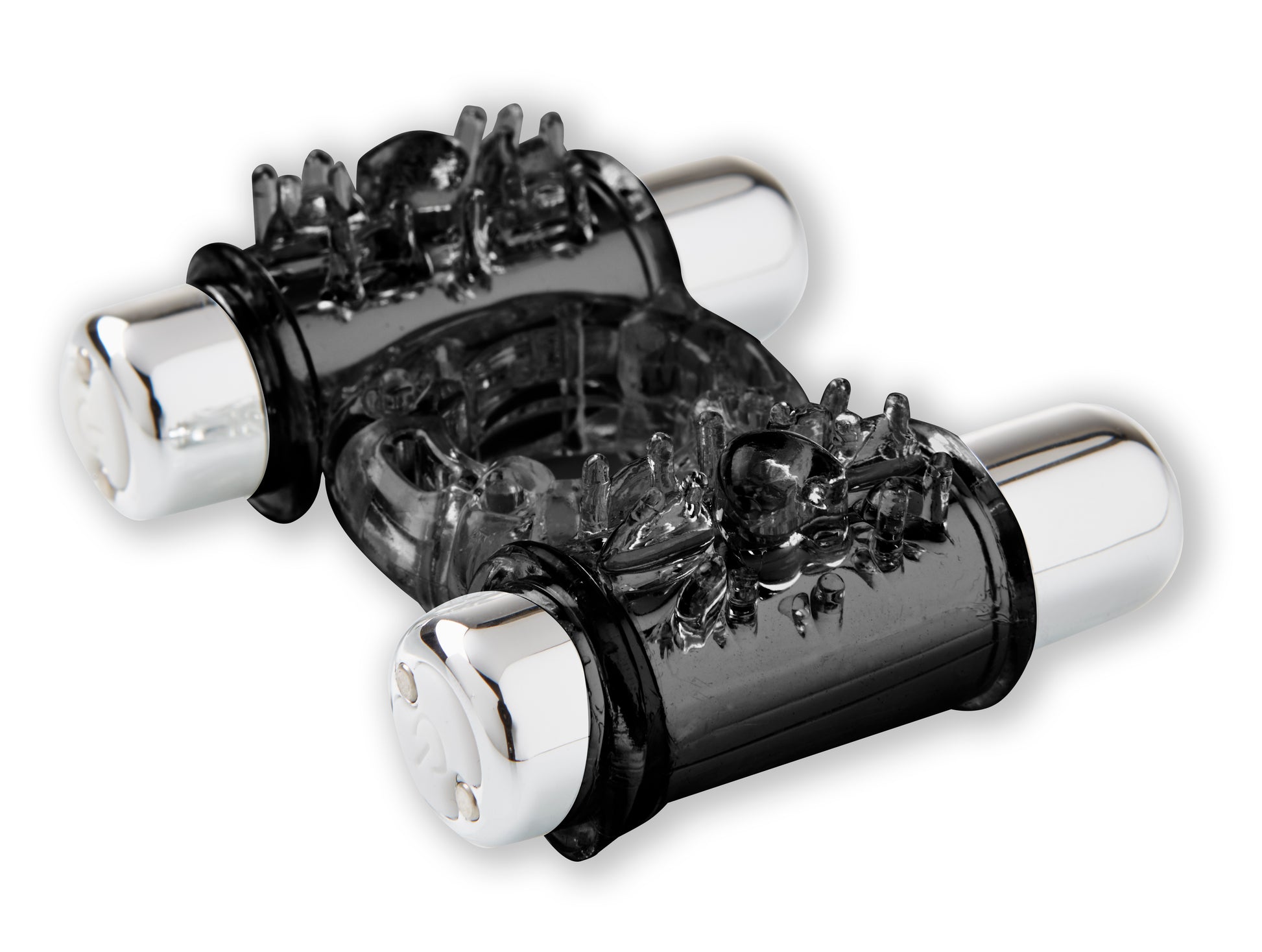 "Sensuelle 7 Function Rechargeable Double Action Bullet Ring - Black BT-M37BK"