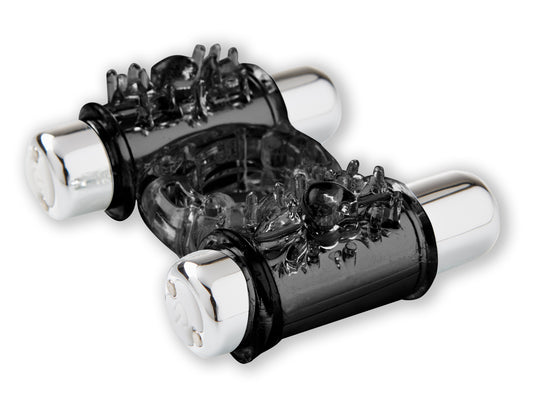 "Sensuelle 7 Function Rechargeable Double Action Bullet Ring - Black BT-M37BK"