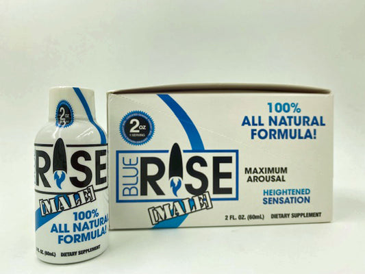 "Blue Rise Shot - 12 Liquid Bottle Male Sexual  Enhancement Display -  2 Fl. Oz. CG-BRLIQ"
