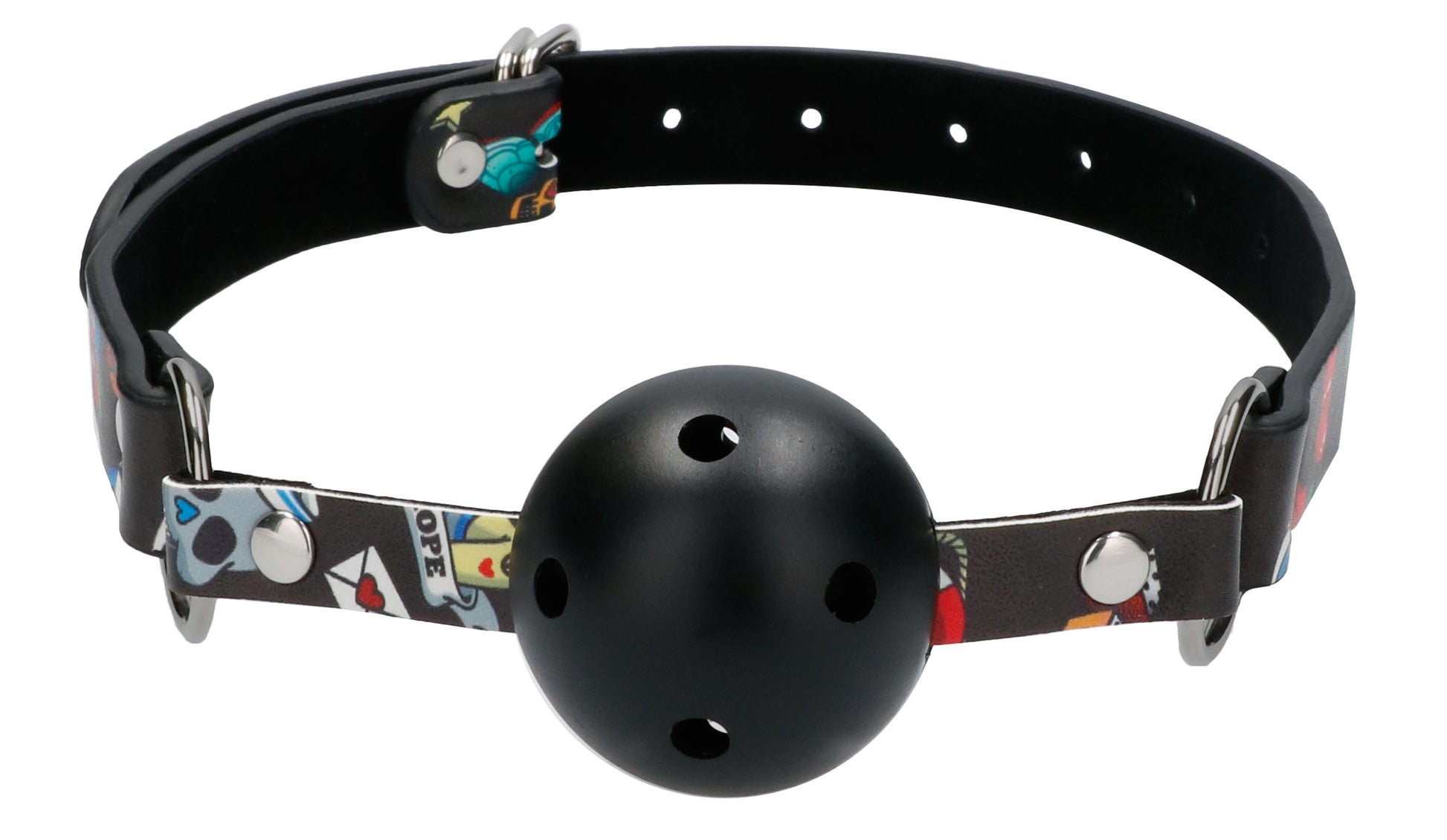 "Breatheable Ball Gag - Old School Tattoo Style -  Black OU-OU445BLK"