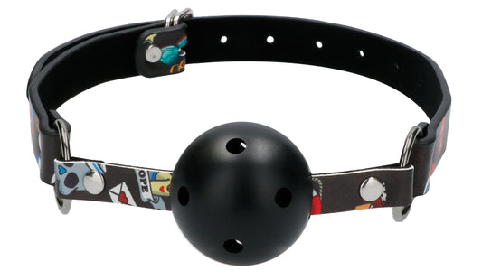 "Breatheable Ball Gag - Old School Tattoo Style -  Black OU-OU445BLK"